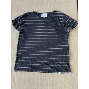 THINKING MU Organic cotton tee Black with White stripes T Shirt M